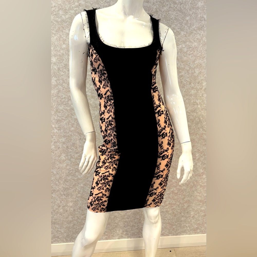 Black and Pink Lace Bodycon Dress